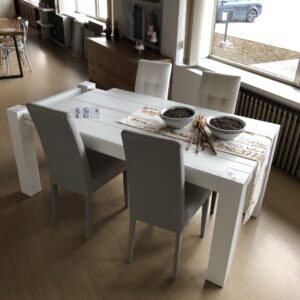 Tavolo country laccato bianco abete spazzolato