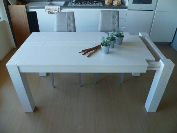 Tavolo country laccato bianco abete spazzolato - immagine 6