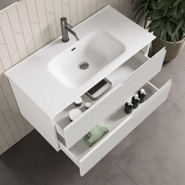 Mobile Bagno sospeso canneto  bianco 61-71-81-91-101-121 cm - immagine 3