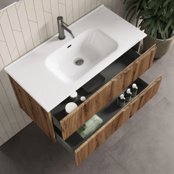 Mobile Bagno sospeso canneto Quercia 61-71-81-91-101-121 cm - immagine 3